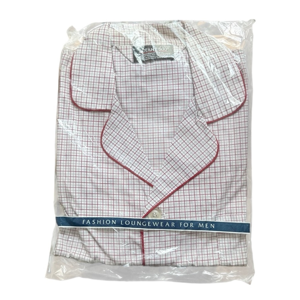 Botany 500 Permanent Press Men’s Plaid Button Down Pajama Shirt Size Large